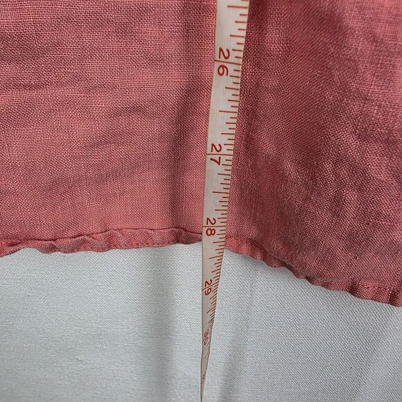 J Jill Women’s Size Medium Tunic Length Linen Blouse Coral Coastal V-neck - Picture 6 of 6